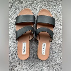NWOT Steve Madden Platform Sandal Leather Black Strap